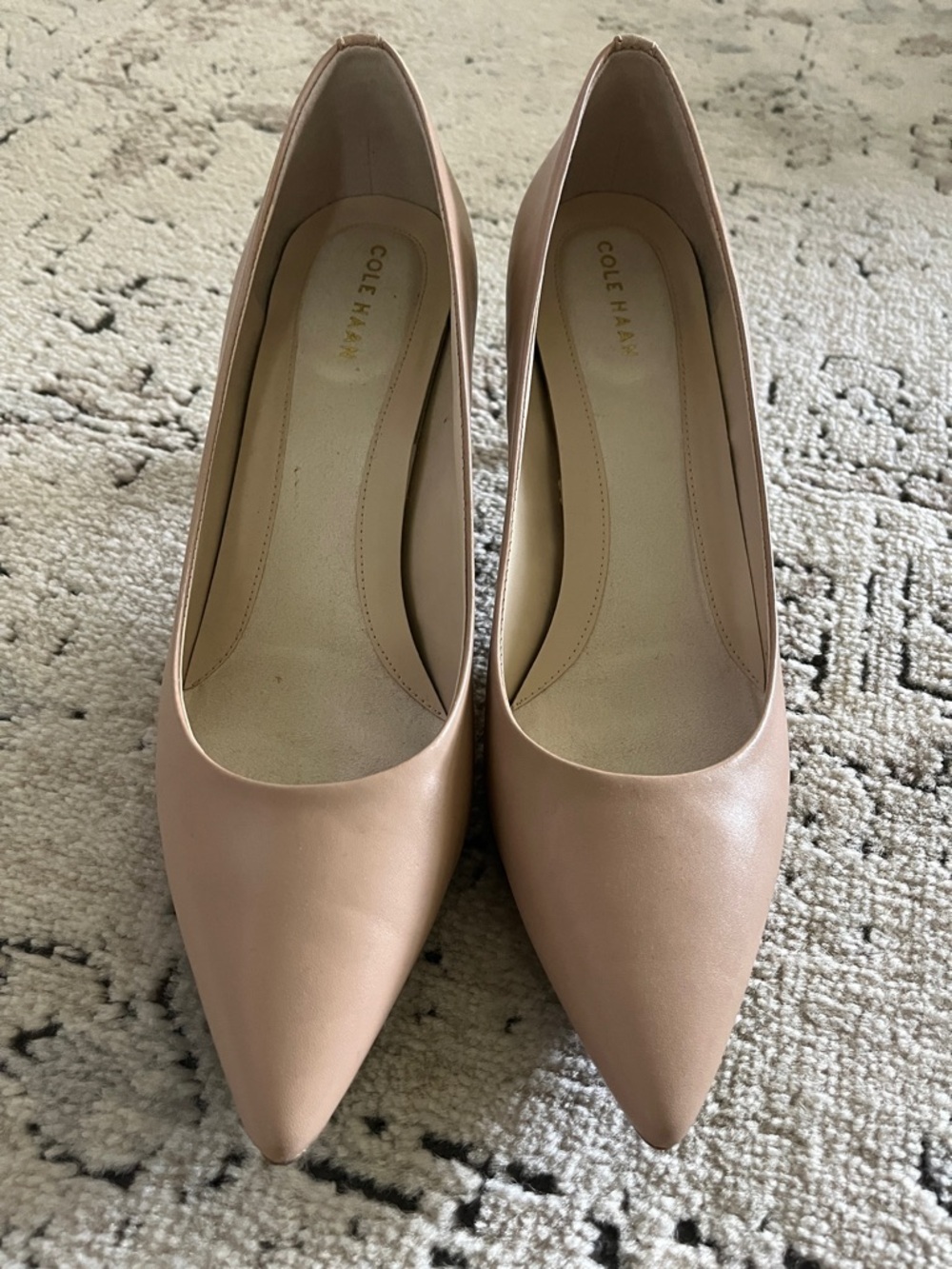 Cole Haan Nude Pointed-Toe Leather Pumps